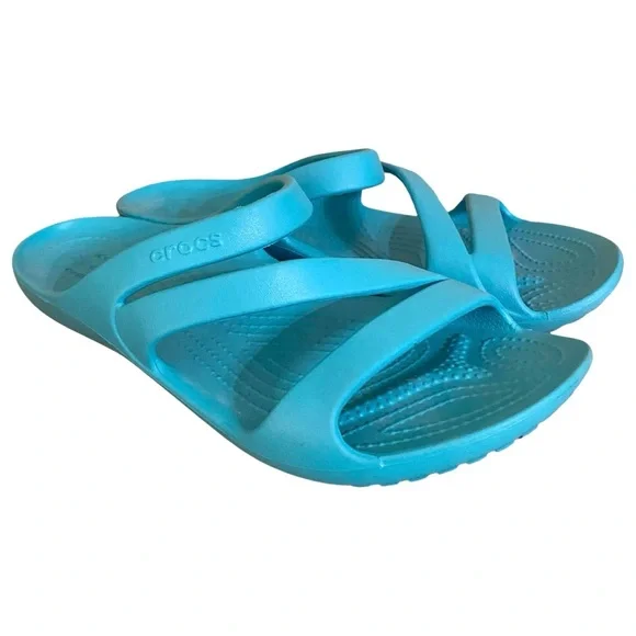 Crocs Kade II Women’s Sandals 10 Aqua Flip Flop Slides - Picture 2 of 9
